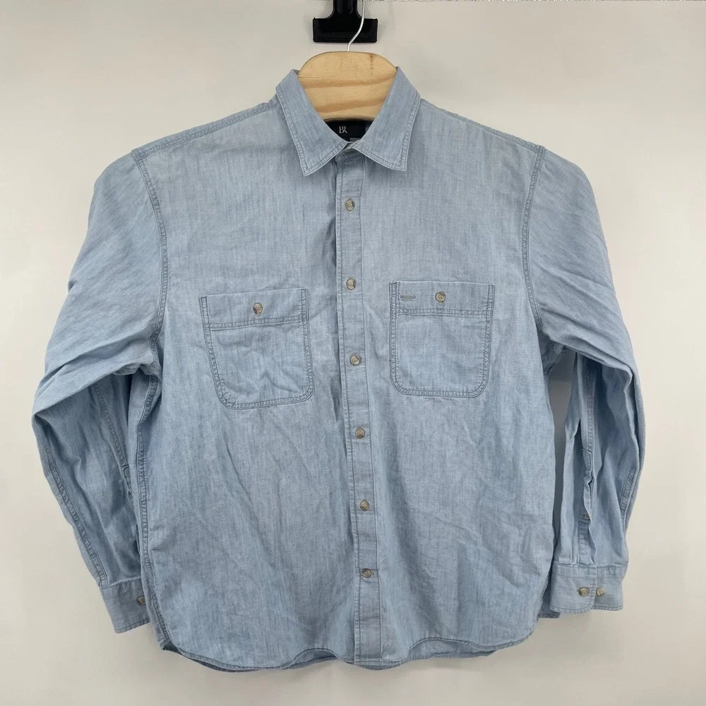 Banana Republic Shirt Mens XL Blue Chambray Long Sleeve Button Down Workwear